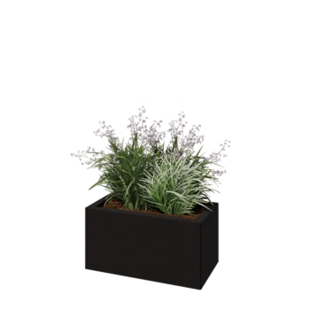 Acél virágláda - Téglalap - 60 x 30 x 30 cm - RAL9005 matt (fekete) - Fenéklemez nélkül