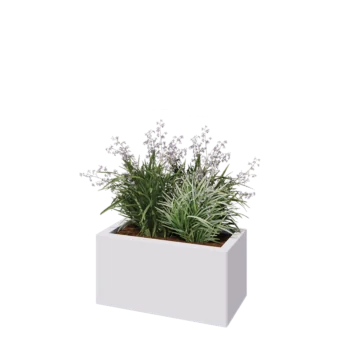 Acél virágláda - Téglalap - 60 x 30 x 30 cm - RAL9010 matt (fehér) - Fenéklemez nélkül
