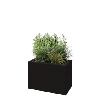 Acél virágláda - Téglalap - 60 x 30 x 40 cm - RAL9005 matt (fekete) - Fenéklemez nélkül