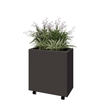 Acél virágláda - Téglalap - 60 x 30 x 60 cm - Más RAL szín - Fenéklemezzel - Kerekekkel