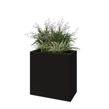 Acél virágláda - Téglalap - 60 x 30 x 60 cm - RAL9005 matt (fekete) - Fenéklemezzel