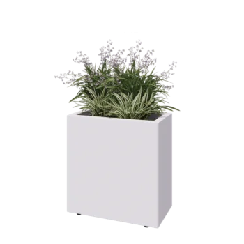 Acél virágláda - Téglalap - 60 x 30 x 60 cm - RAL9010 matt (fehér) - Fenéklemezzel - Lábakkal