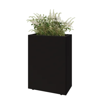 Acél virágláda - Téglalap - 60 x 30 x 80 cm - RAL9005 matt (fekete) - Fenéklemezzel - Lábakkal