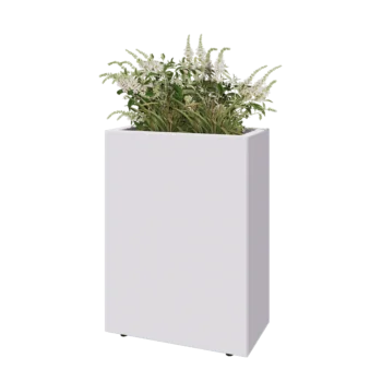 Acél virágláda - Téglalap - 60 x 30 x 80 cm - RAL9010 matt (fehér) - Fenéklemezzel - Lábakkal