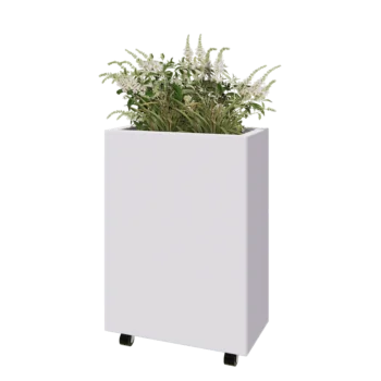 Acél virágláda - Téglalap - 60 x 30 x 80 cm - RAL9010 matt (fehér) - Fenéklemezzel - Kerekekkel