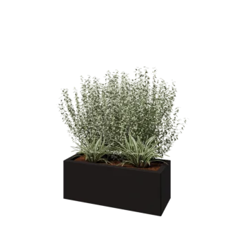 Acél virágláda - Téglalap - 80 x 30 x 30 cm - RAL9005 matt (fekete) - Fenéklemez nélkül