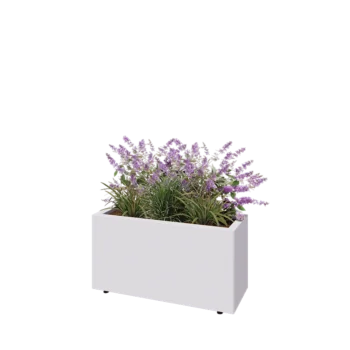 Acél virágláda - Téglalap - 80 x 30 x 40 cm - RAL9010 matt (fehér) - Fenéklemezzel - Lábakkal