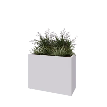 Acél virágláda - Téglalap - 80 x 30 x 60 cm - RAL9010 matt (fehér) - Fenéklemezzel