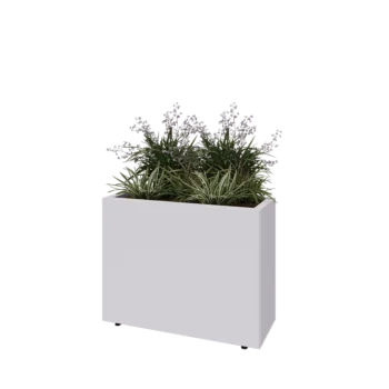 Acél virágláda - Téglalap - 80 x 30 x 60 cm - RAL9010 matt (fehér) - Fenéklemezzel - Lábakkal