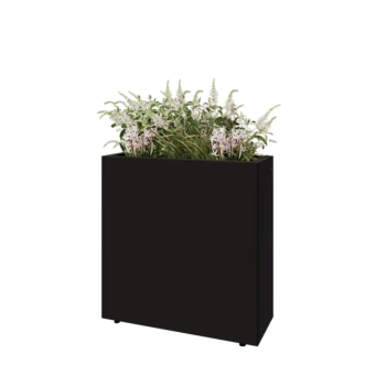 Acél virágláda - Téglalap - 80 x 30 x 80 cm - RAL9005 matt (fekete) - Fenéklemezzel - Lábakkal