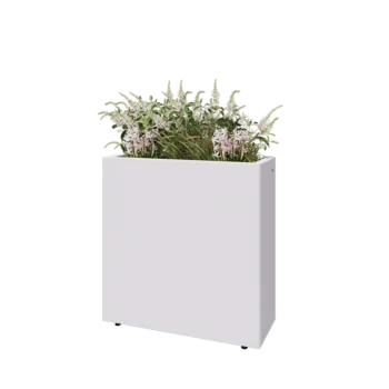 Acél virágláda - Téglalap - 80 x 30 x 80 cm - RAL9010 matt (fehér) - Fenéklemezzel - Lábakkal