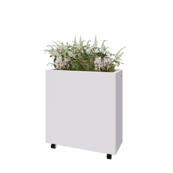 Acél virágláda - Téglalap - 80 x 30 x 80 cm - RAL9010 matt (fehér) - Fenéklemezzel - Kerekekkel