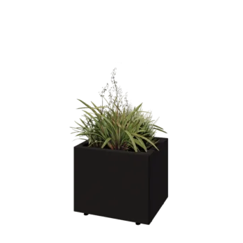 Acél virágláda - Téglalap - 50 x 40 x 40 cm - RAL9005 matt (fekete) - Fenéklemezzel - Lábakkal