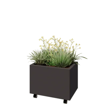Acél virágláda - Téglalap - 60 x 40 x 40 cm - Más RAL szín - Fenéklemezzel - Kerekekkel