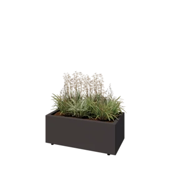 Acél virágláda - Téglalap - 80 x 40 x 30 cm - RAL7016 matt (antracitszürke) - Fenéklemezzel - Lábakkal