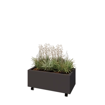 Acél virágláda - Téglalap - 80 x 40 x 30 cm - Más RAL szín - Fenéklemezzel - Kerekekkel