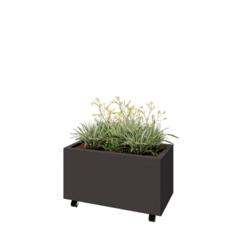 Acél virágláda - Téglalap - 80 x 40 x 40 cm - RAL7016 matt (antracitszürke) - Fenéklemezzel - Kerekekkel