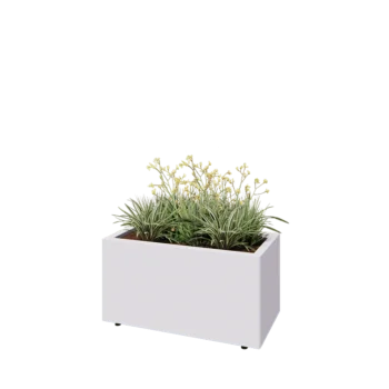 Acél virágláda - Téglalap - 80 x 40 x 40 cm - RAL9010 matt (fehér) - Fenéklemezzel - Lábakkal