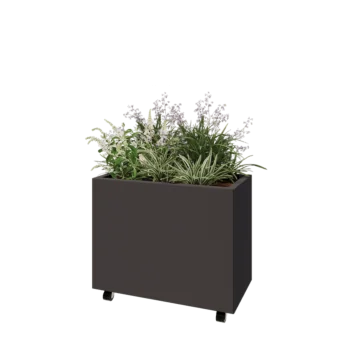 Acél virágláda - Téglalap - 80 x 40 x 60 cm - Más RAL szín - Fenéklemezzel - Kerekekkel