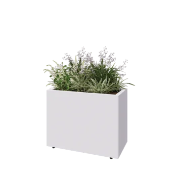Acél virágláda - Téglalap - 80 x 40 x 60 cm - RAL9010 matt (fehér) - Fenéklemezzel - Lábakkal