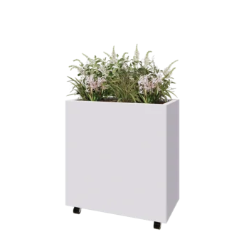 Acél virágláda - Téglalap - 80 x 40 x 80 cm - RAL9010 matt (fehér) - Fenéklemezzel - Kerekekkel