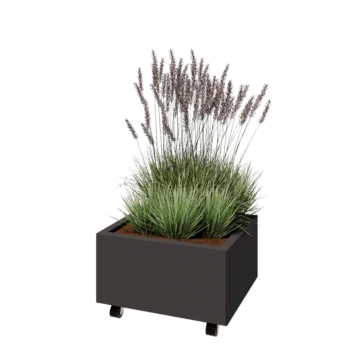 Acél virágláda - Téglalap - 60 x 50 x 30 cm - Más RAL szín - Fenéklemezzel - Kerekekkel