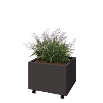 Acél virágláda - Téglalap - 60 x 50 x 40 cm - Más RAL szín - Fenéklemezzel - Kerekekkel