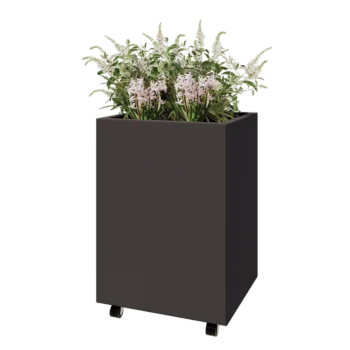 Acél virágláda - Téglalap - 60 x 50 x 80 cm - RAL7016 matt (antracitszürke) - Fenéklemezzel - Kerekekkel