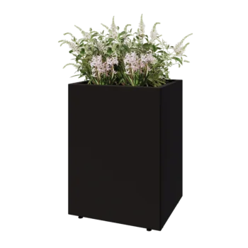 Acél virágláda - Téglalap - 60 x 50 x 80 cm - RAL9005 matt (fekete) - Fenéklemezzel - Lábakkal
