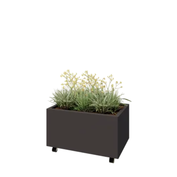 Acél virágláda - Téglalap - 80 x 50 x 40 cm - Más RAL szín - Fenéklemezzel - Kerekekkel