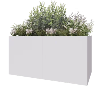 Acél virágláda XXL - Téglalap - 200 x 100 x 100 cm - RAL9010 matt (fehér) - Fenéklemez nélkül