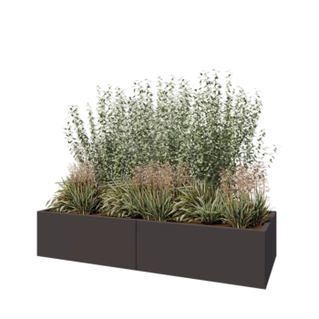 Acél virágláda XXL - Téglalap - 200 x 80 x 40 cm - RAL7016 matt (antracitszürke) - Fenéklemezzel