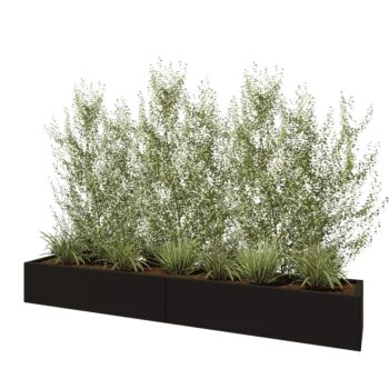 Acél virágláda XXL - Téglalap - 240 x 40 x 30 cm - RAL9005 matt (fekete) - Fenéklemezzel