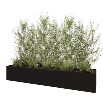 Acél virágláda XXL - Téglalap - 240 x 50 x 40 cm - RAL9005 matt (fekete) - Fenéklemez nélkül