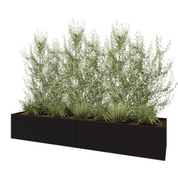 Acél virágláda XXL - Téglalap - 240 x 60 x 40 cm - RAL9005 matt (fekete) - Fenéklemezzel