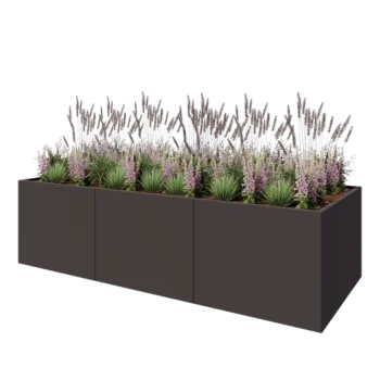 Acél virágláda XXL - Téglalap - 300 x 120 x 80 cm - Más RAL szín - Fenéklemezzel