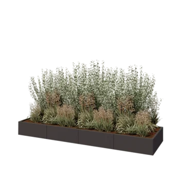 Acél virágláda XXL - Téglalap - 320 x 80 x 30 cm - Más RAL szín - Fenéklemezzel