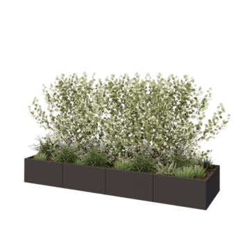 Acél virágláda XXL - Téglalap - 320 x 80 x 40 cm - Más RAL szín - Fenéklemezzel
