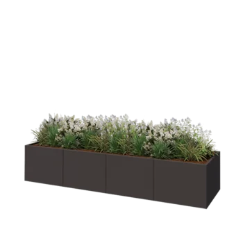 Acél virágláda XXL - Téglalap - 320 x 80 x 60 cm - Más RAL szín - Fenéklemezzel