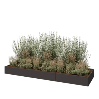 Acél virágláda XXL - Téglalap - 360 x 100 x 30 cm - Más RAL szín - Fenéklemezzel
