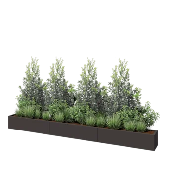 Acél virágláda XXL - Téglalap - 360 x 30 x 30 cm - Más RAL szín - Fenéklemez nélkül