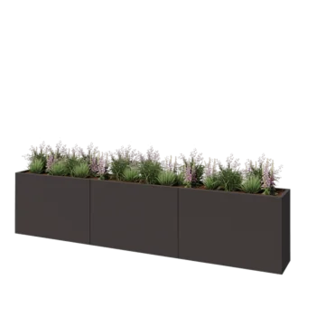Acél virágláda XXL - Téglalap - 360 x 40 x 80 cm - Más RAL szín - Fenéklemezzel