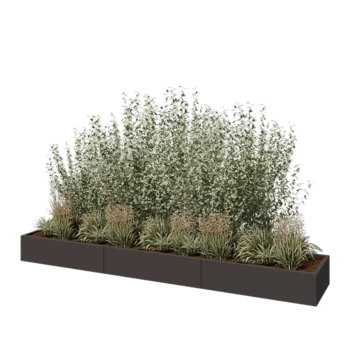 Acél virágláda XXL - Téglalap - 360 x 60 x 30 cm - Más RAL szín - Fenéklemezzel