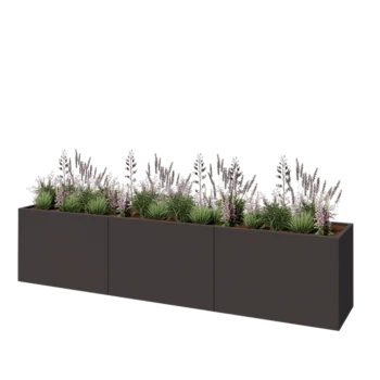 Acél virágláda XXL - Téglalap - 360 x 60 x 80 cm - Más RAL szín - Fenéklemez nélkül