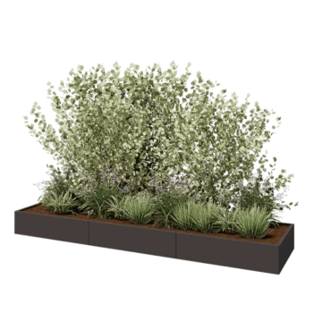 Acél virágláda XXL - Téglalap - 360 x 80 x 30 cm - Más RAL szín - Fenéklemez nélkül