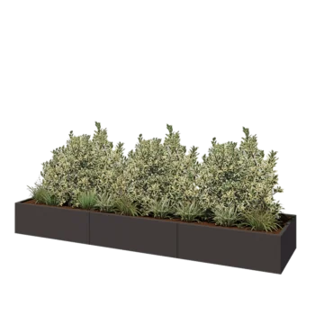Acél virágláda XXL - Téglalap - 360 x 80 x 40 cm - Más RAL szín - Fenéklemezzel