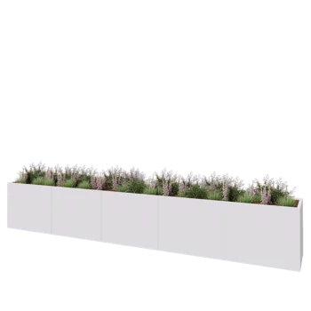 Acél virágláda XXL - Téglalap - 500 x 60 x 80 cm - RAL9010 matt (fehér) - Fenéklemez nélkül