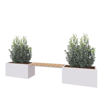Acél virágláda - Téglalap - 321,2 x 50 x 50 cm - RAL9010 matt (fehér) - Fenéklemez nélkül - Paddal