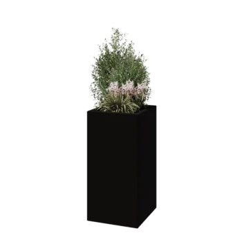 Üvegszálas virágláda - Négyzet - 40 x 40 x 80 cm - RAL9005 matt (fekete) - Alátéttel