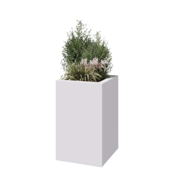 Üvegszálas virágláda - Négyzet - 50 x 50 x 80 cm - RAL9010 matt (fehér) - Alátéttel